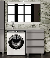 Style Line Мебель для ванной под стиральную машину Леон 120 R 3 ящика Люкс Plus серая матовая